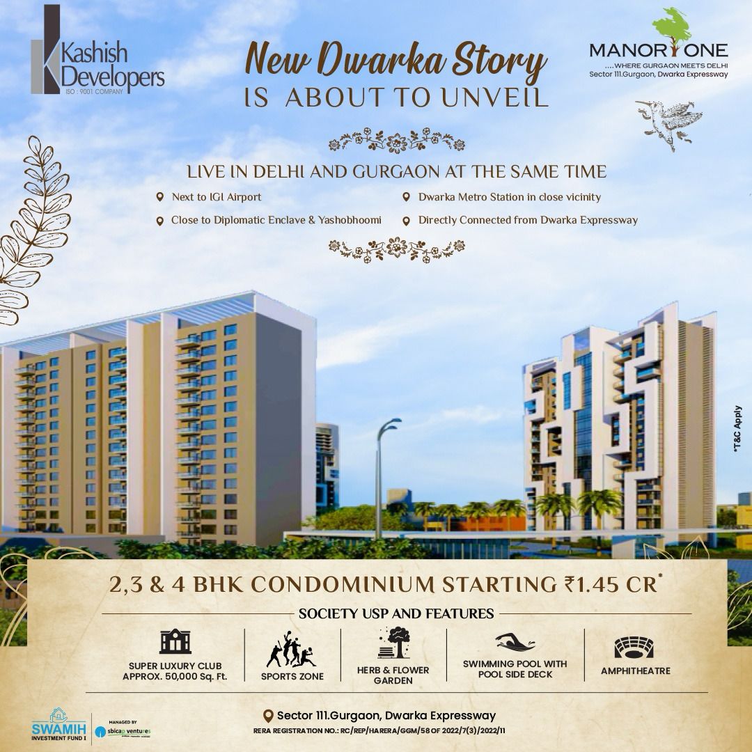 Kashish Developers Present Manor One: A Gurgaon-Delhi Residential Crossover in Sector 111 Update
