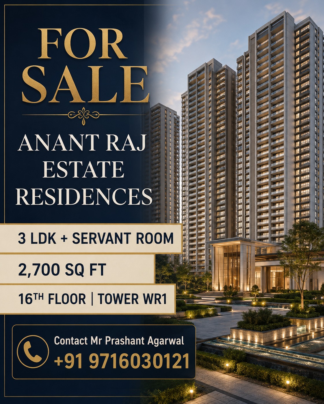 Secure Your Dream Home Today || Explore Anant Raj Estate Residences || Luxury Living at Tower WR1 Update