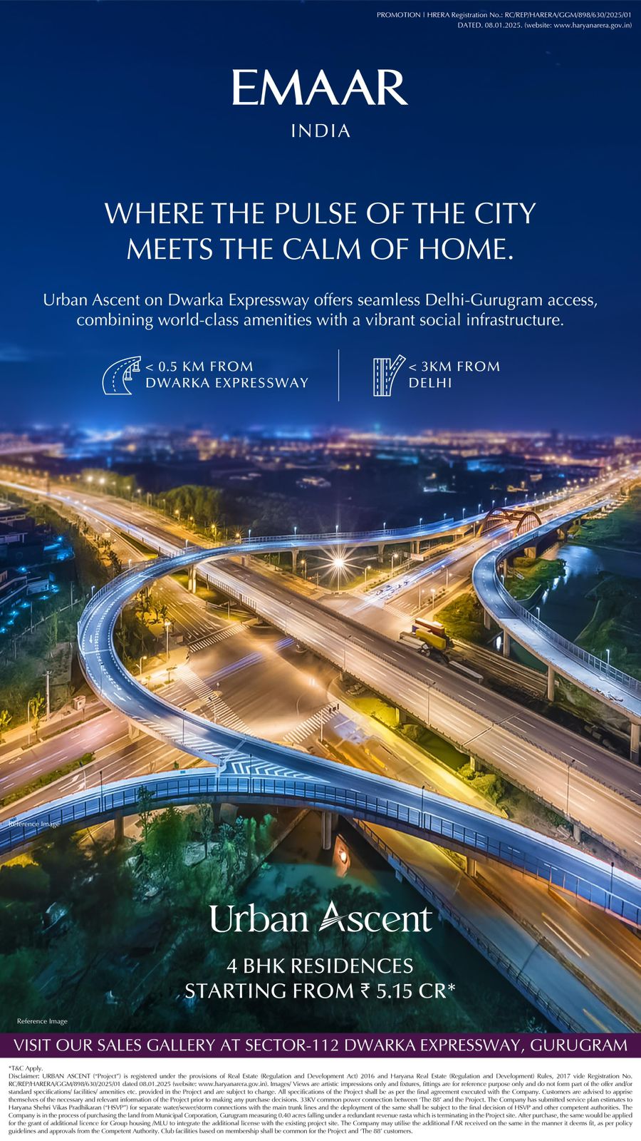 Experience Luxury: Urban Ascent by Emaar India, 4 BHK Residences from ₹5.15 Cr, Dwarka Expressway, Gurugram Update