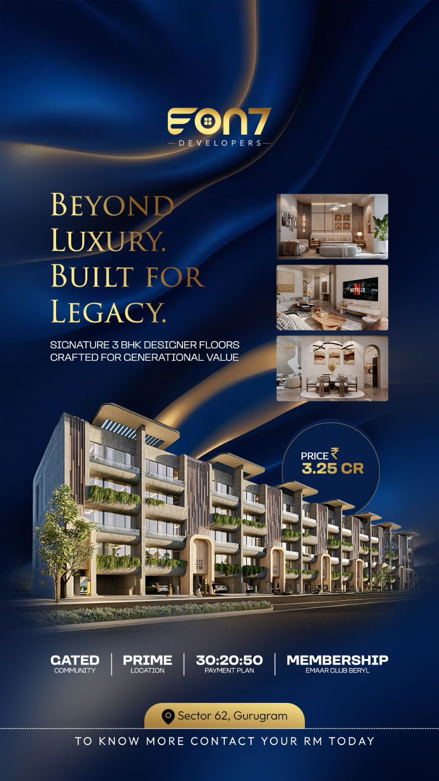 Discover Signature 3 BHK Designer Floors || Invest in EON7 Gurugram Today || Embrace Luxury Living in Sector 62 Update