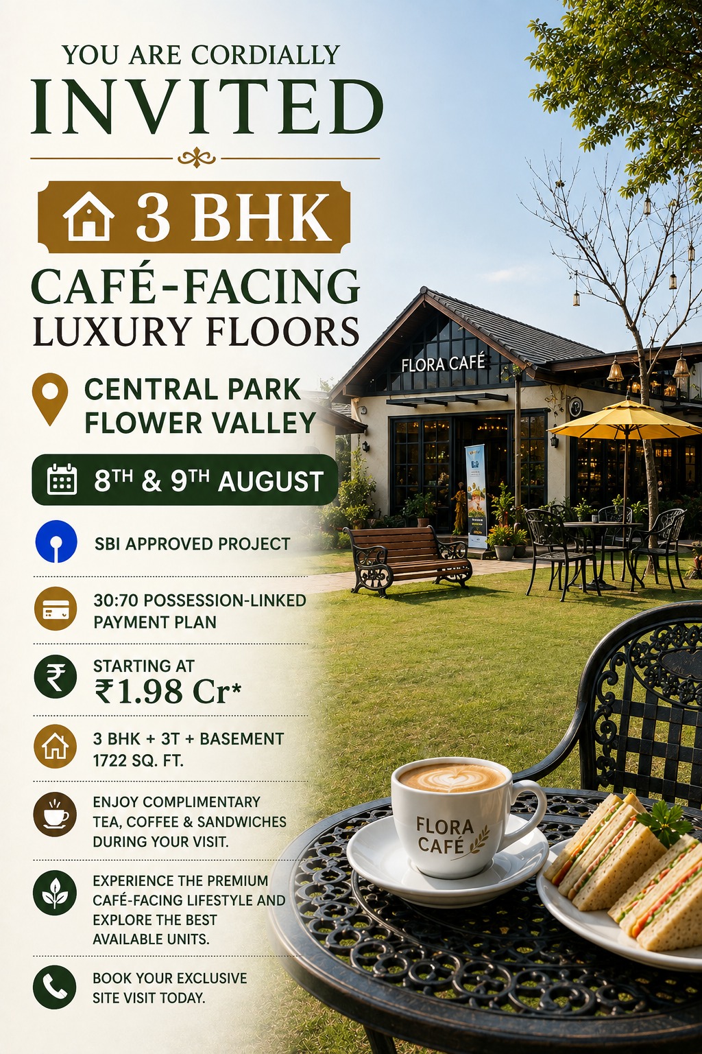 Explore 3 BHK Café-Facing Luxury! || Visit Central Park Flower Valley || Discover Your Dream Home on 8th & 9th August Update