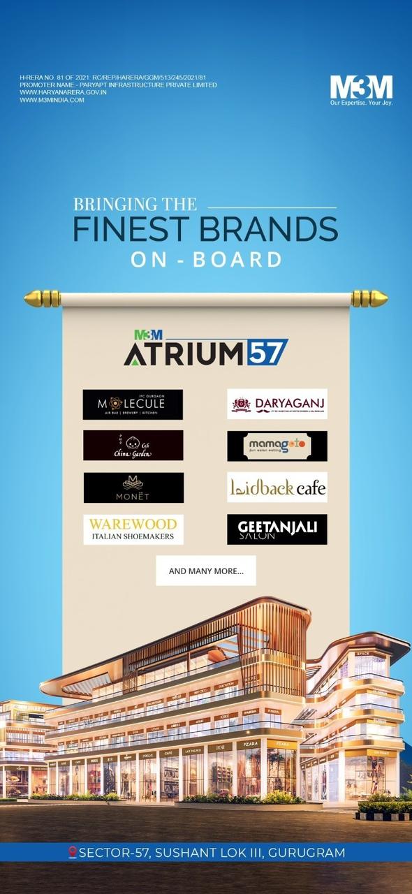 M3M Atrium57: The Hub of Luxury Brands in Sector 57, Sushant Lok III, Gurugram Update