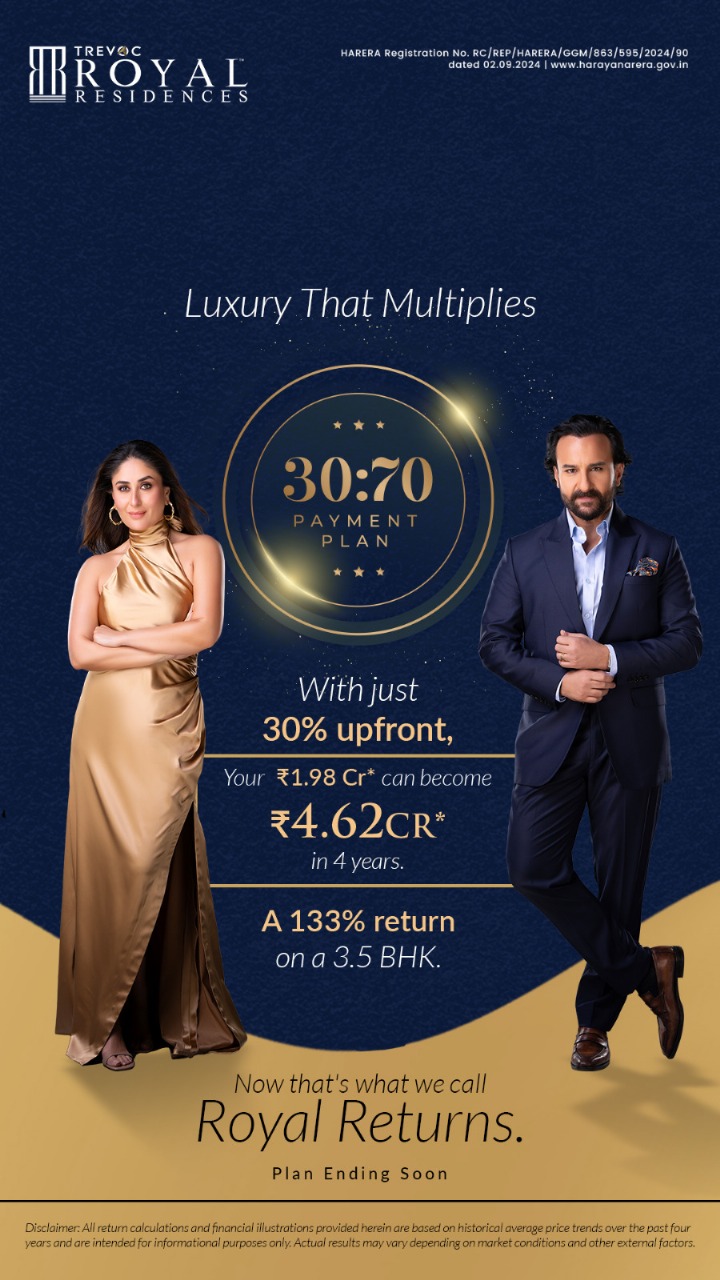 Invest in Trevoc Royal Residences, Gurgaon - 133% ROI with Easy 30:70 Plan! Update