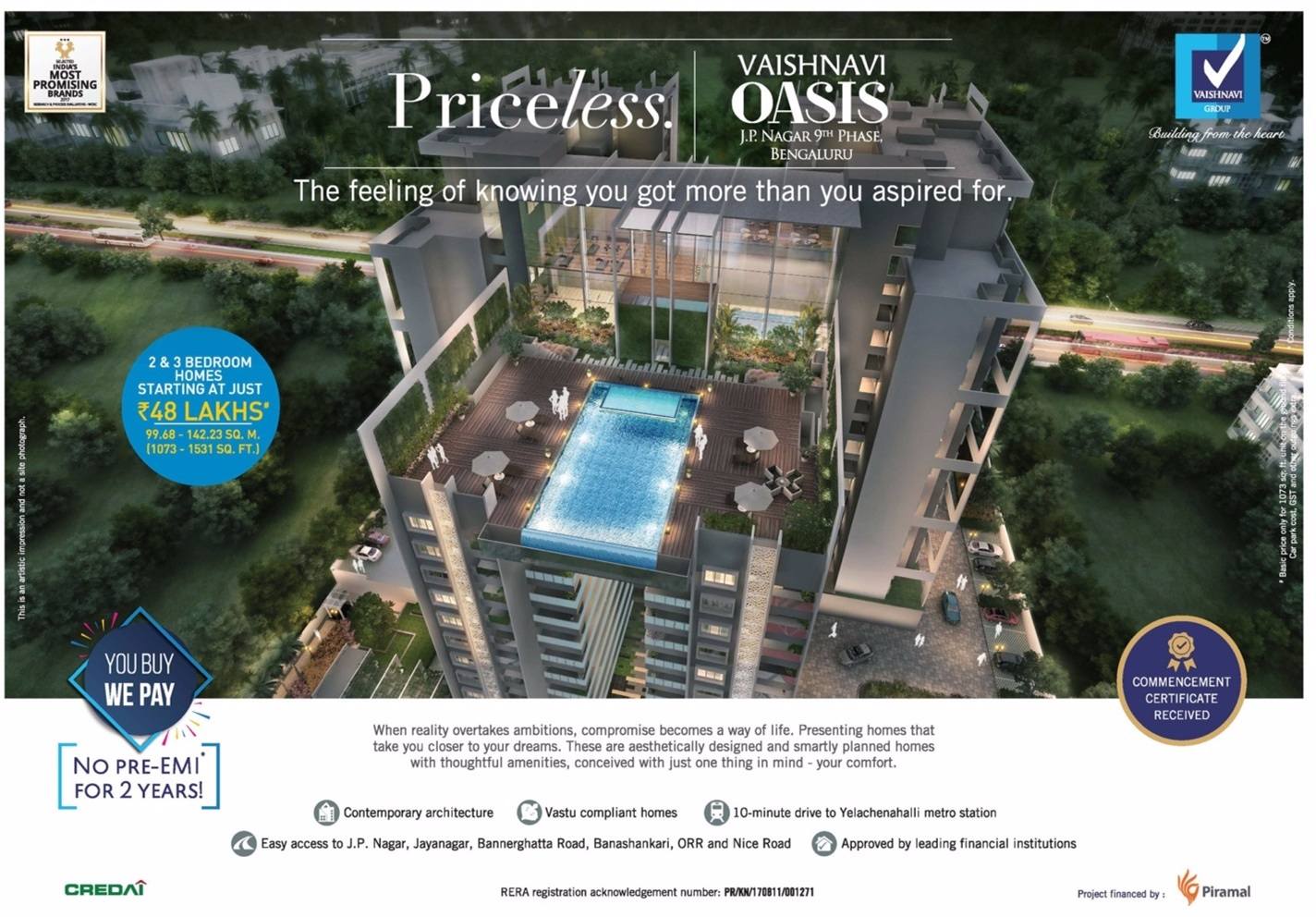 The feeling of knowing you got more than you aspired at Vaishnavi Oasis in Bangalore Update