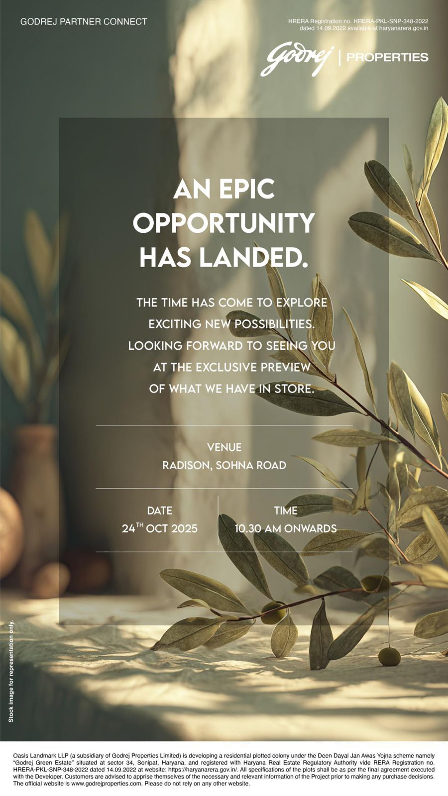 Exclusive Event: Discover Opportunity with Godrej Properties at Radisson Blu, 24th Oct Update