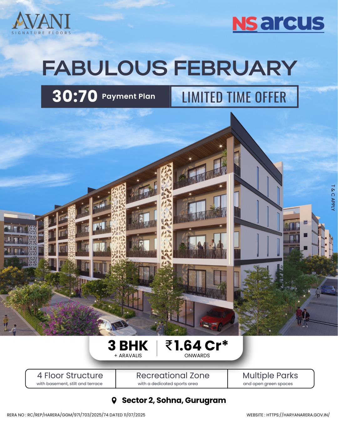 Discover Luxury Living at Avani Signature Floors, 3 BHK in Sector 2, Sohna, Gurugram from ₹1.64 Cr Onwards Update