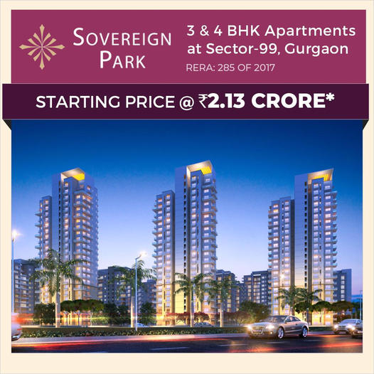 Book 3 and 4 BHK apartments starting price Rs 2.13 Cr. at Vatika Sovereign Park, Gurgaon Update