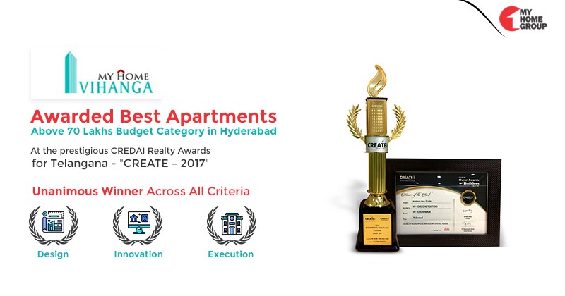 My Home Vihanga awarded Best Apartments in above 70 lakhs Budget Category at CREDAI Realty Awards - CREATE 2017 Update