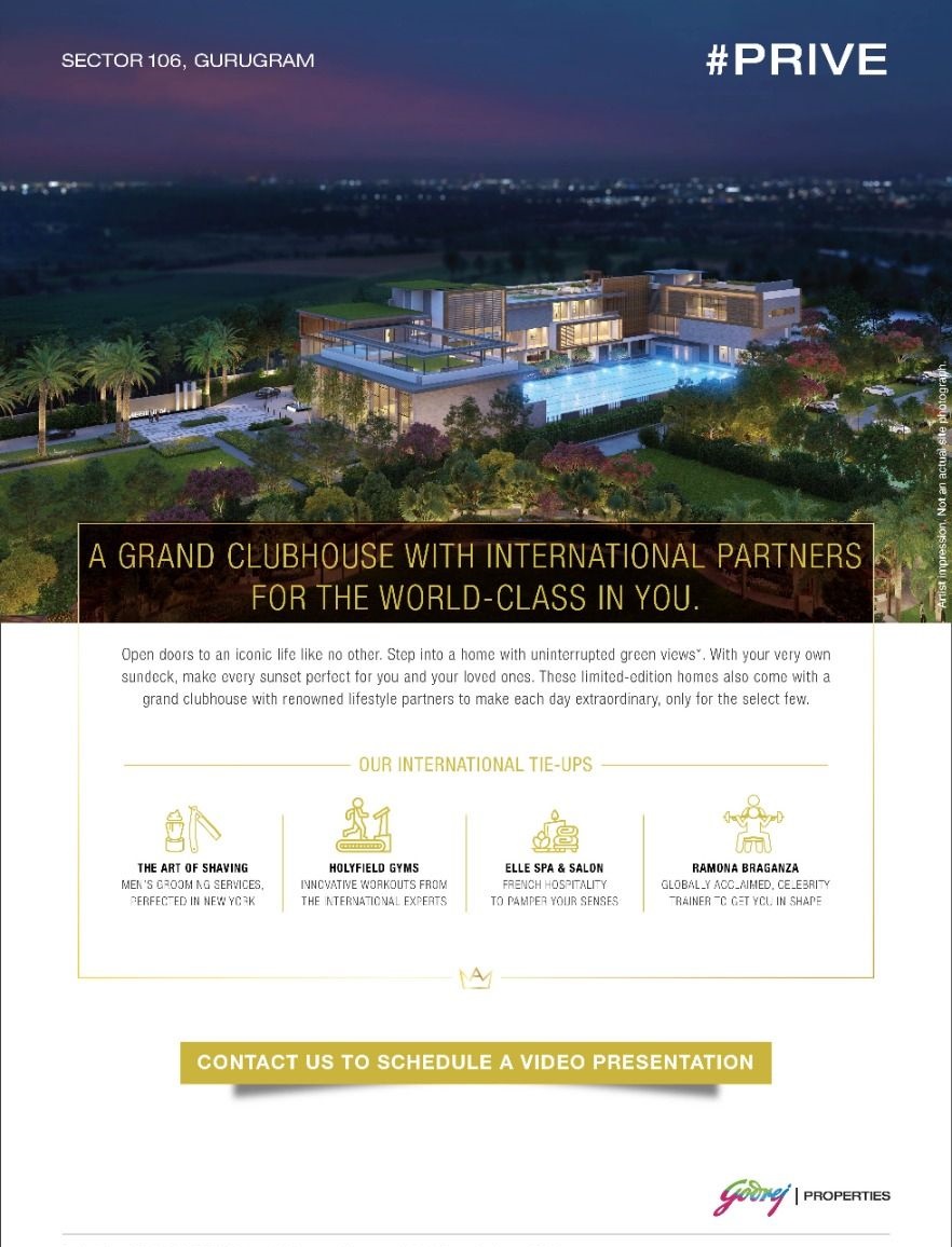 A grand clubhouse with international partners at Godrej Prive In Gurgaon Update