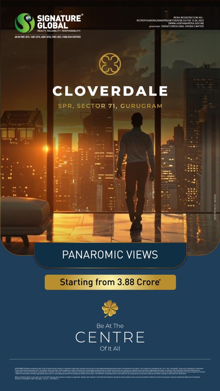 Signature Global presents Cloverdale in Gurugram, starting at 3.88 Crore. Update