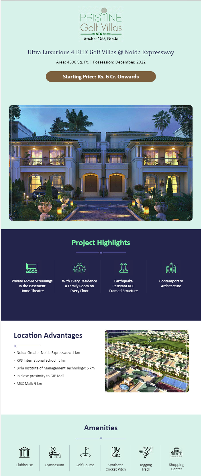 Book Ultra Luxurious Golf Villas Starting at Rs. 6 Cr. at ATS Pristine Golf Villas in Noida Update