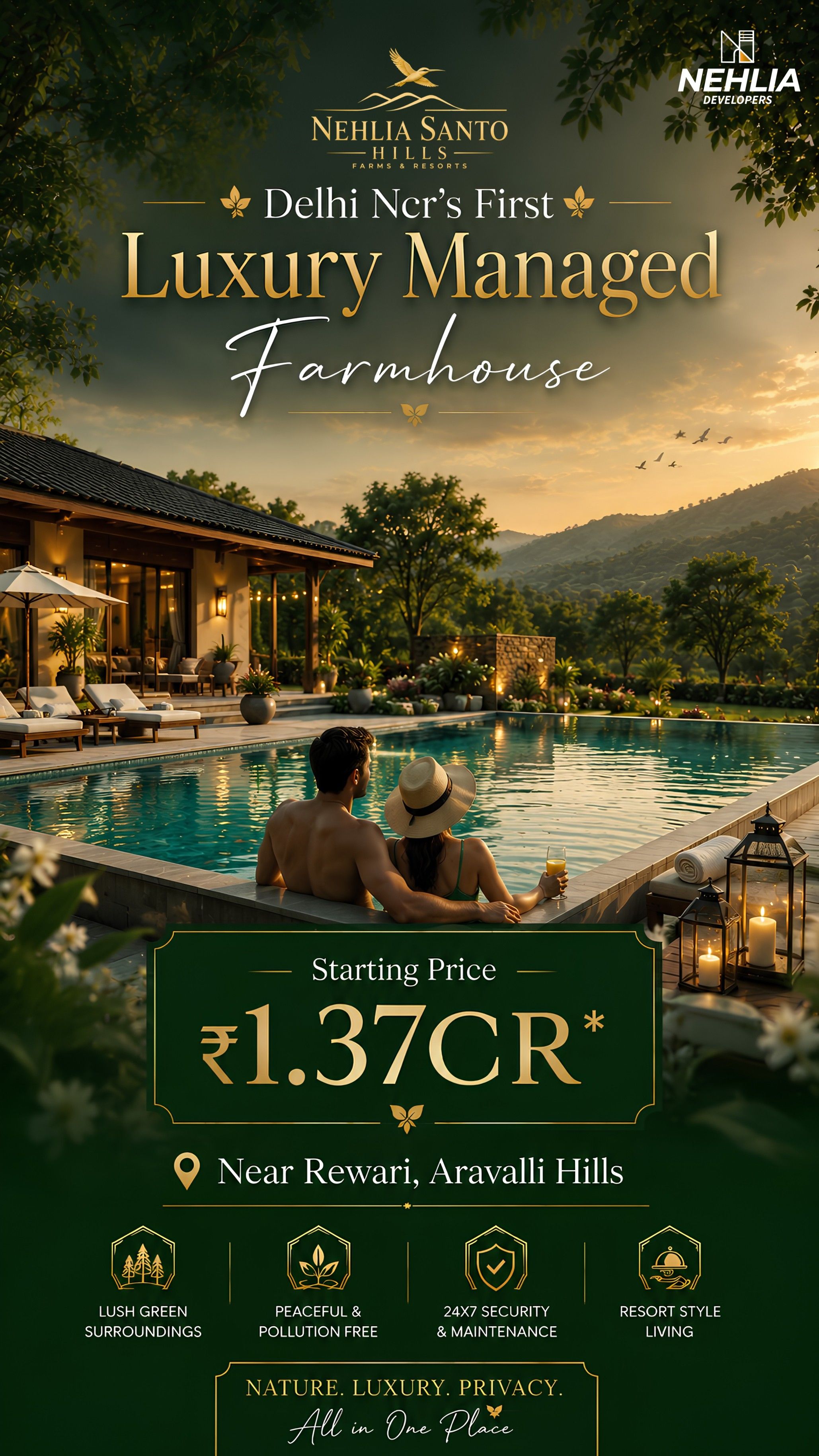 Discover Nehlia Santo Hills Luxury Managed Farmhouse || Starting at ₹1.37CR Near Rewari || Experience Resort Style Living at Nehlia Santo Hills Update