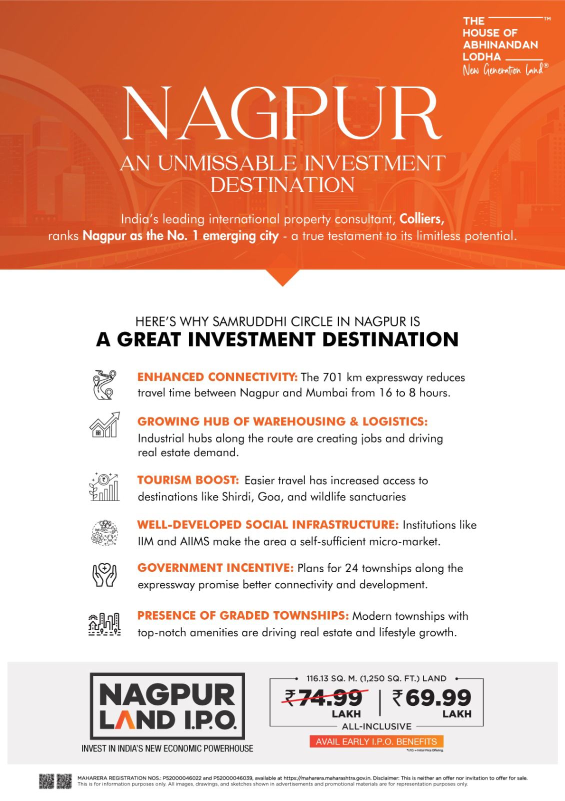 Nagpur Land I.P.O, starting at ₹69.99 Lakh, by The House of Abhinandan Lodha Update