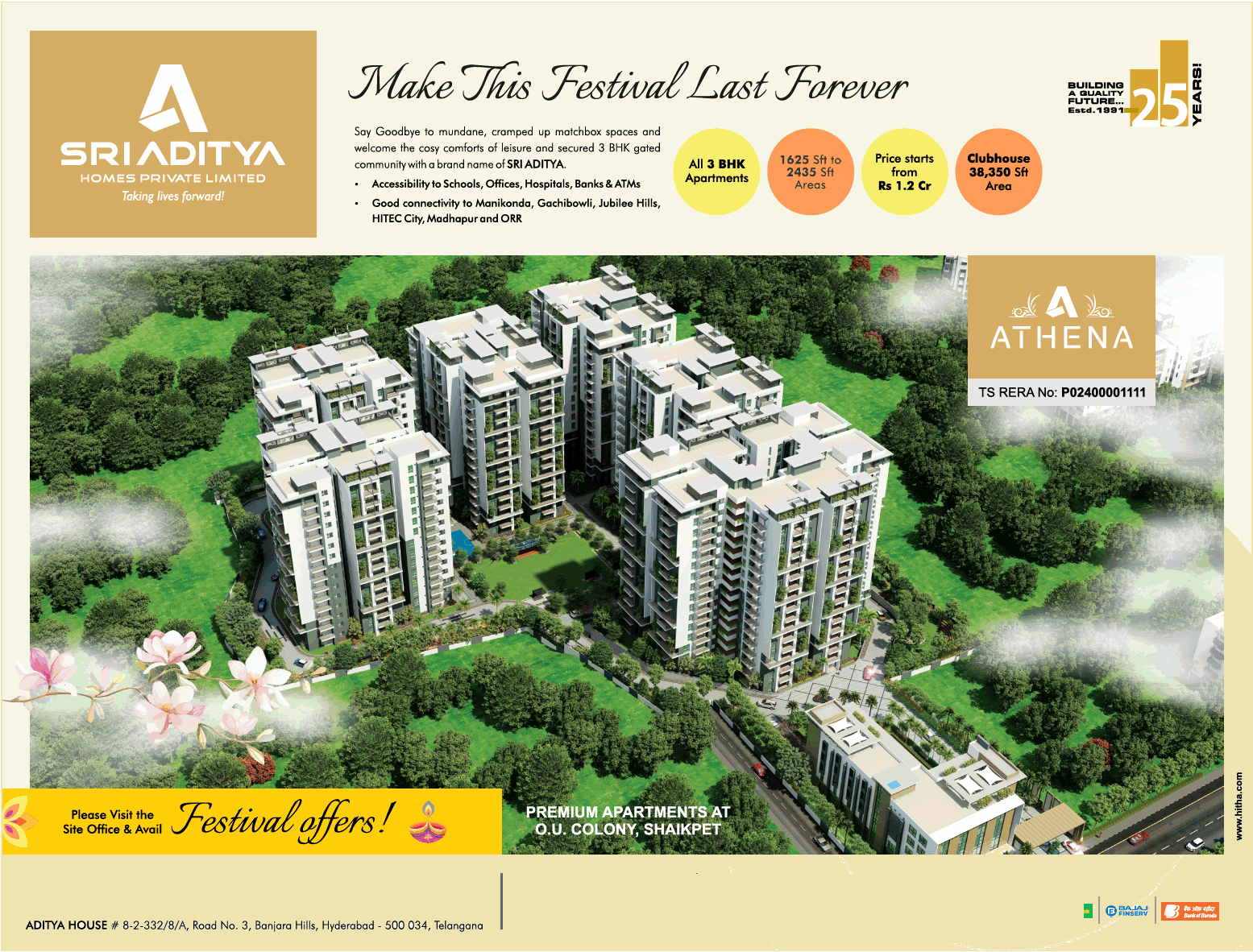 Book 3 BHK Apartments Rs 1.2 Cr onwards at Sri Aditya Athena in Pune Update