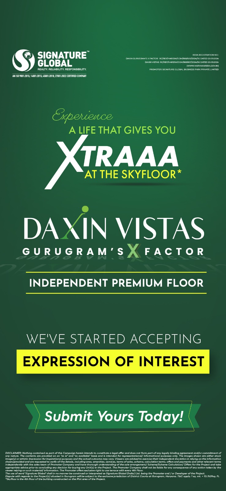 Discover Luxury Living at Daxin Vistas, Gurugram - Expression of Interest Now Open! Update