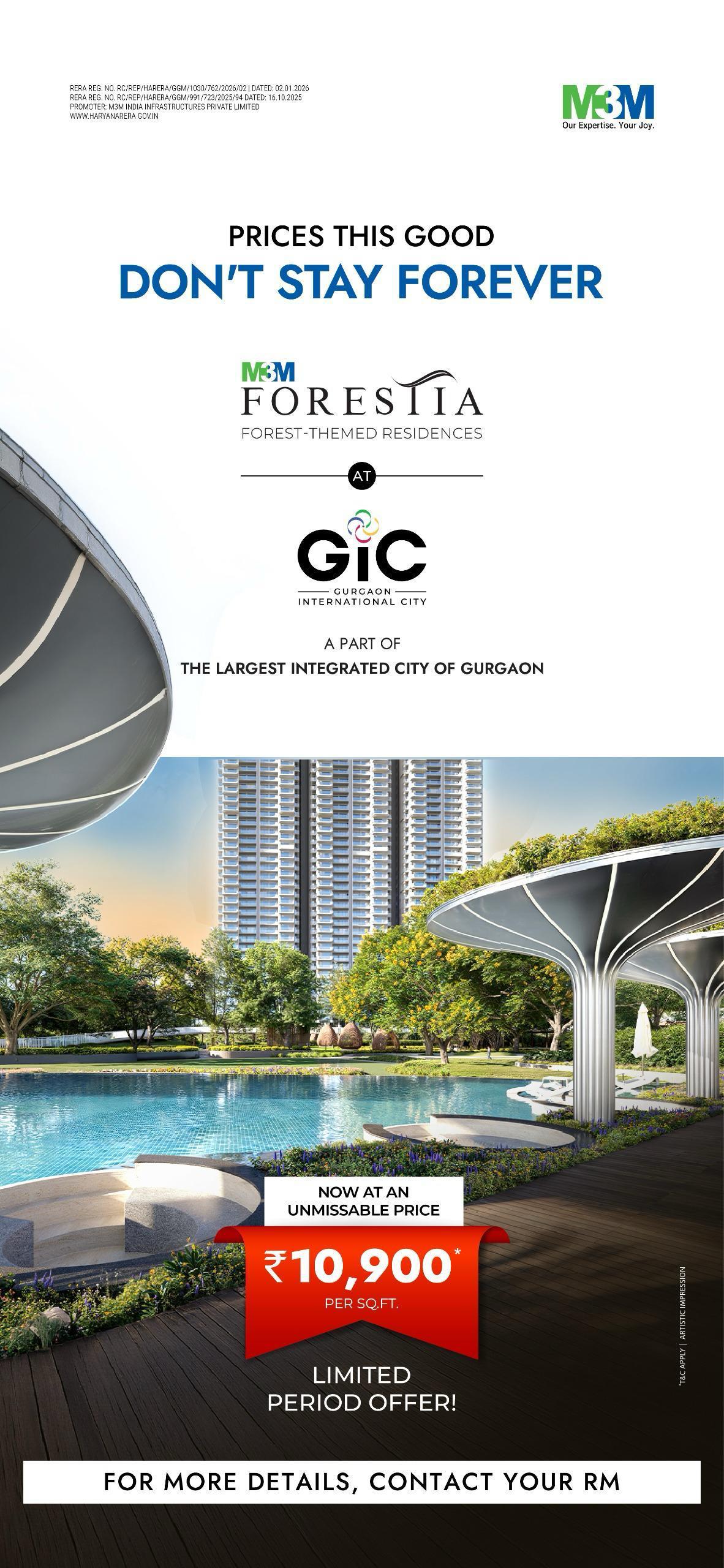 Limited Period Offer on M3M Forestiia Homes || Unmissable Price at ₹10,900 per Sq.Ft. || Secure Your Dream Home Now Update