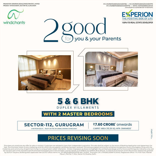 Experion Windchants: Redefining Family Living with Luxurious 5 & 6 BHK Duplex Villaments in Sector-112, Gurugram Update