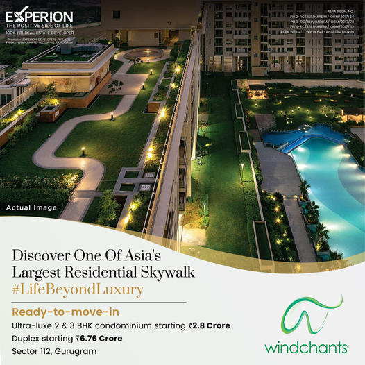 Ready to move in ultra luxe 2 & 3 BHK condominium starting Rs 2.8 Cr at Experion Windchants, Gurgaon Update