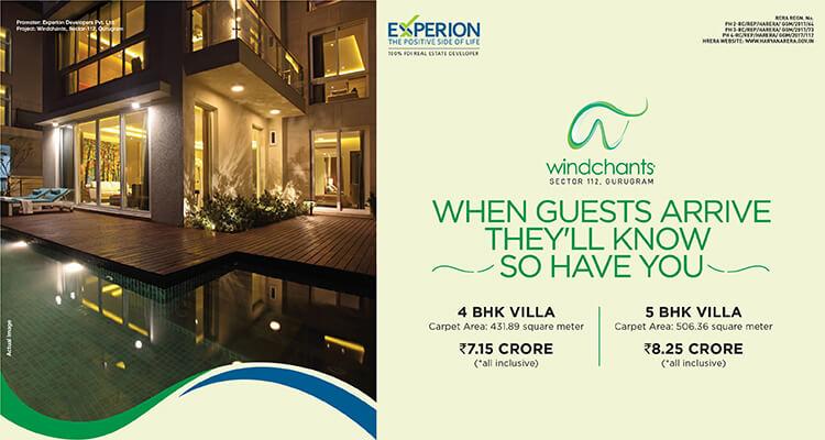 Book 4 & 5 BHK villa starting Rs 7.15 Cr (all inclusive) at Experion Windchants, Gurgaon Update