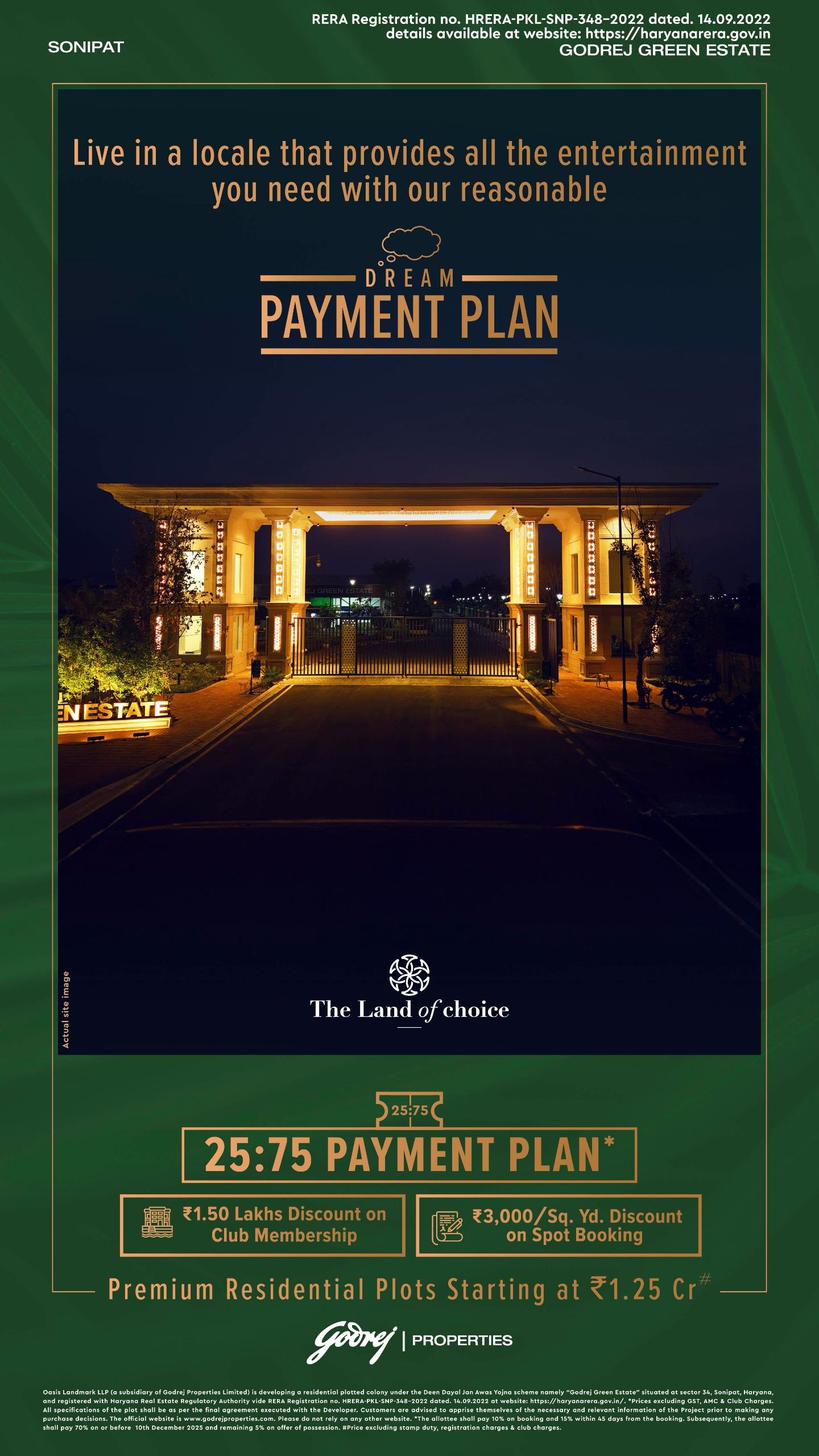 Discover Godrej Green Estate in Sonipat, Exclusive Plots at Rs. 1.25 Cr, 25-75 Payment Plan Update