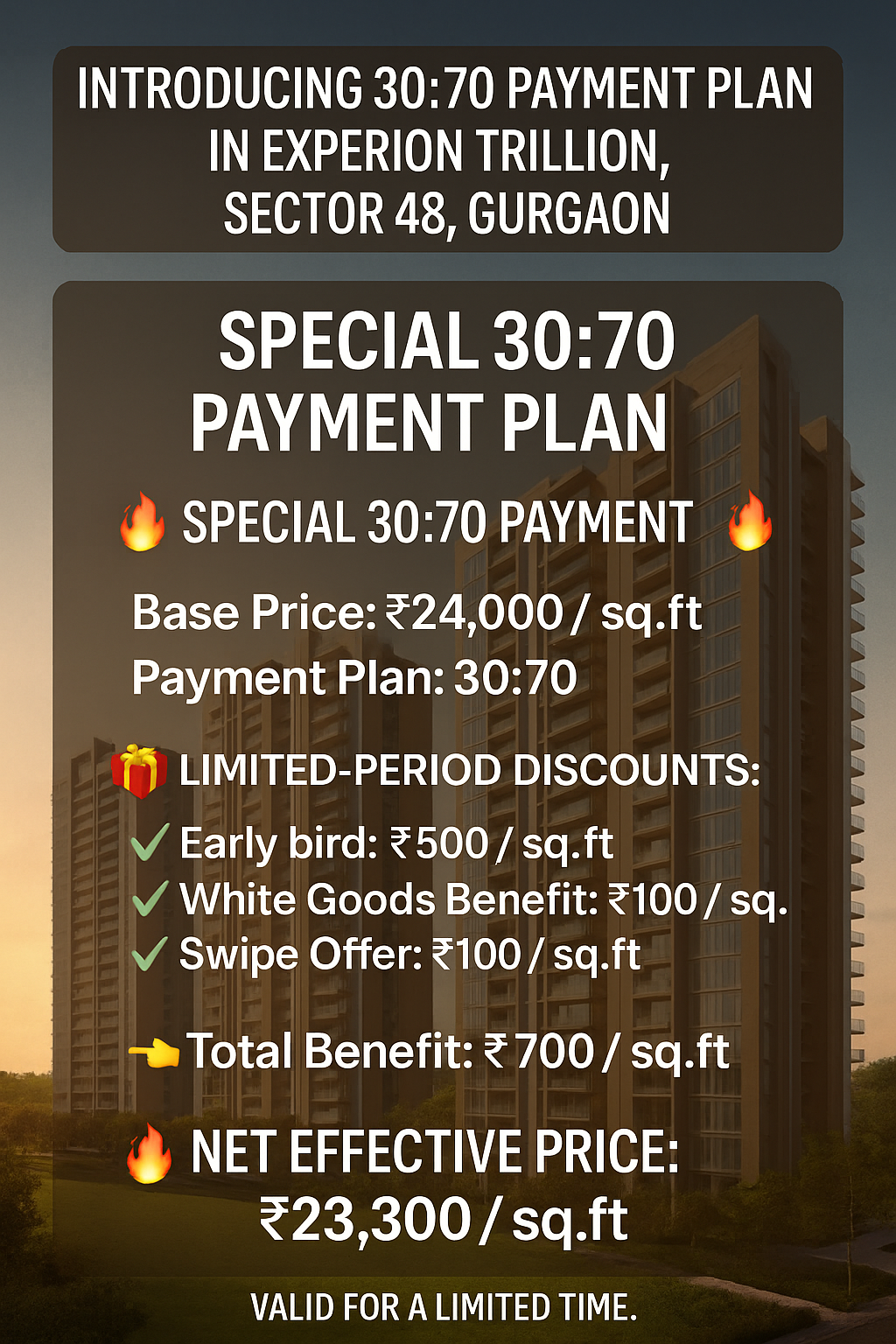 Experience Luxury Living with the 30:70 Payment Plan at Experion Trillion, Sector 48, Gurgaon Update