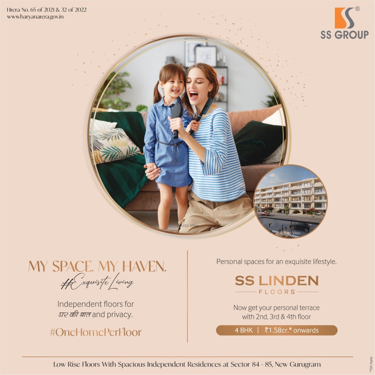 Now get your personal terrance with 2nd, 3rd, and 4th floor at SS Linden Floors, Gurgaon Update