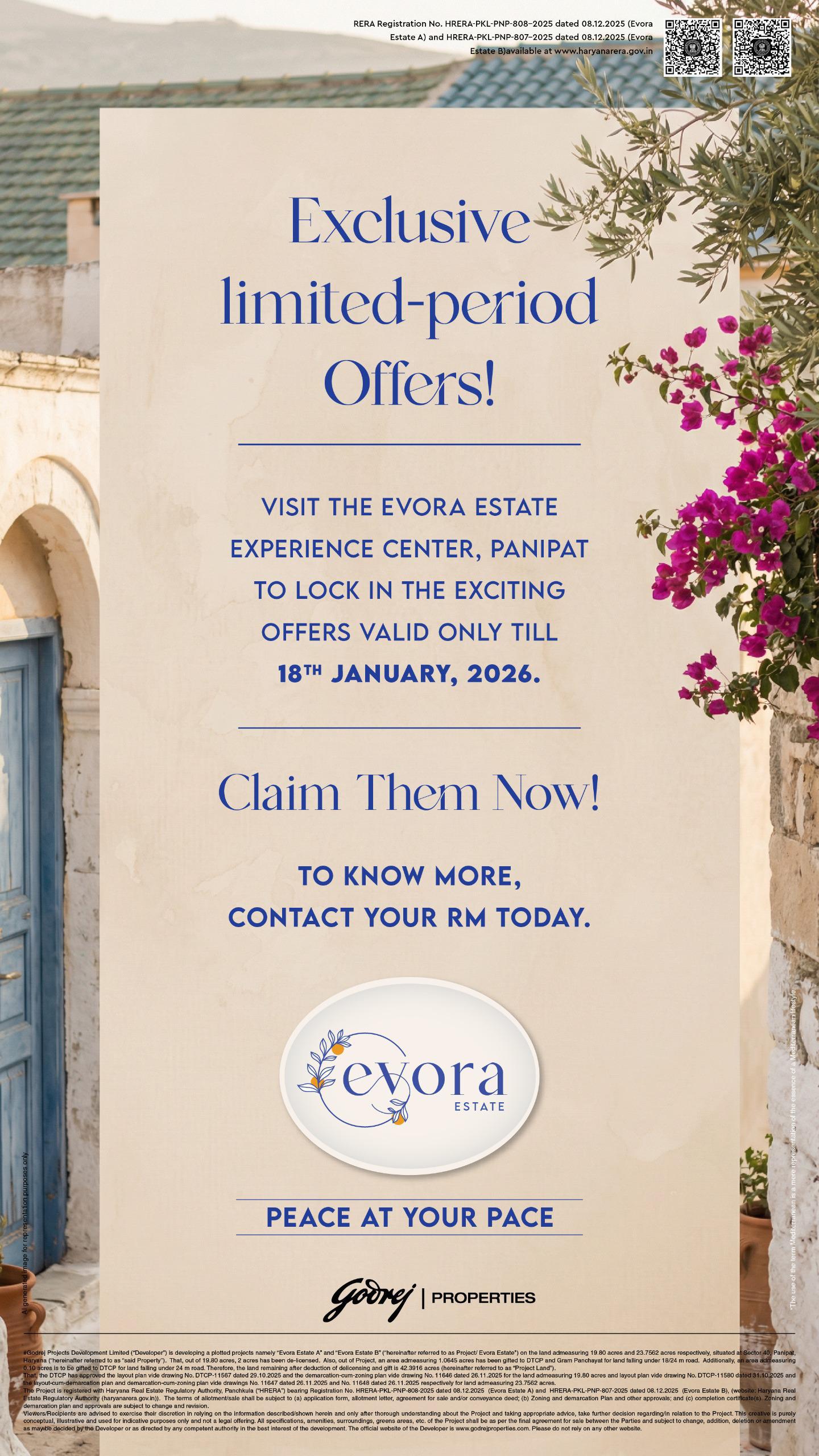 Exclusive Offers at Evora Estate, Panipat, by Godrej Properties, Until 18th January 2026 Update