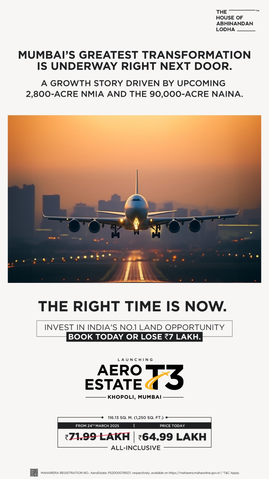 Experience Luxury at AeroEstate T3, Launching 24th March 2025, Starting at ₹64.99 Lakh, by The House of Abhinandan Lodha, Khopoli, Mumbai Update
