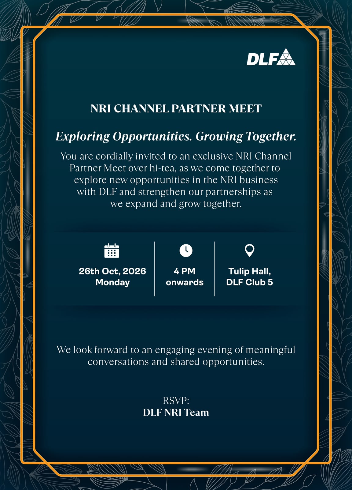 Join Us for the NRI Channel Partner Meet || Explore Opportunities with DLF || Network with DLF at Club 5