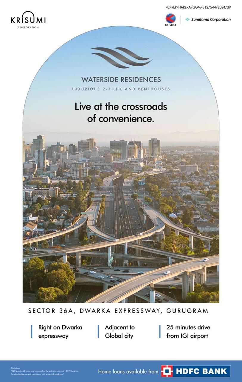Discover Luxury Living at Waterside Residences by Krisumi Corporation, Sector 36A, Dwarka Expressway, Gurugram Update