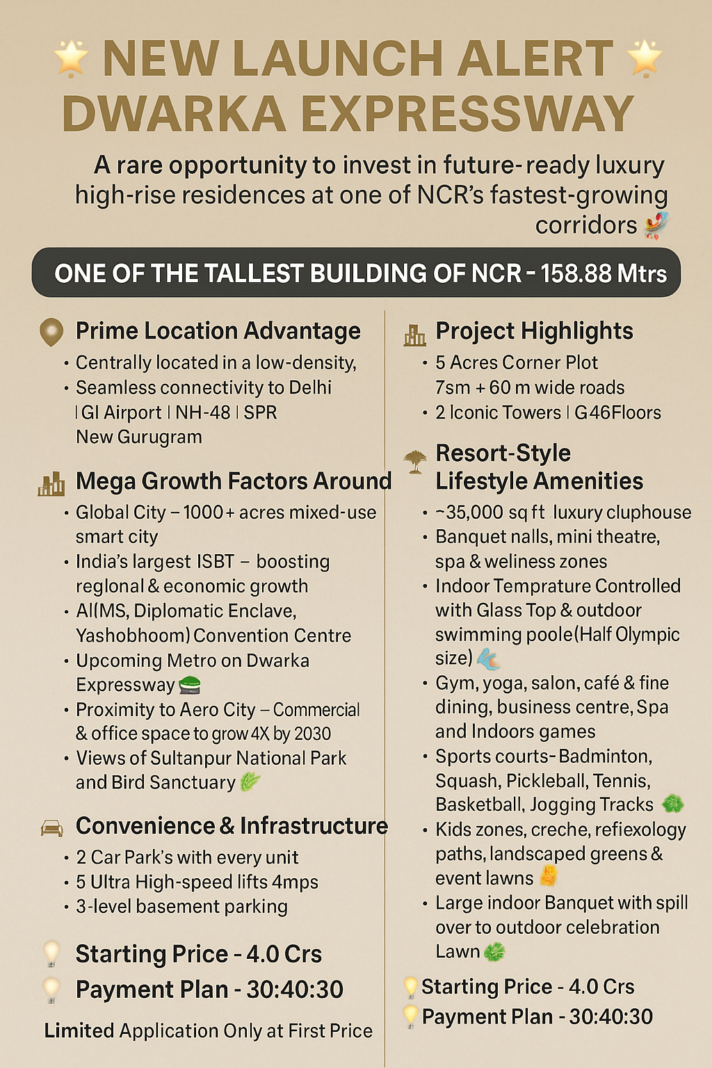 Discover Luxury Living at Dwarka Expressway, Starting at 4.0 Crs, Call Now! Update