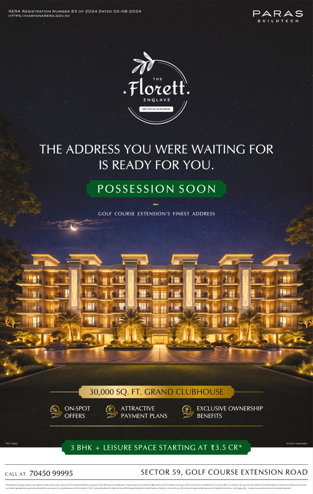 Secure Your Dream Home with Paras Buildtech || Possession Soon at The Florett Enclave || Discover Luxury Living in Gurugram Update