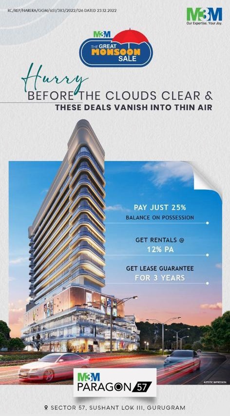 Pay just 25% Balance on possession at M3M Paragon in sector 57, Gurgaon Update