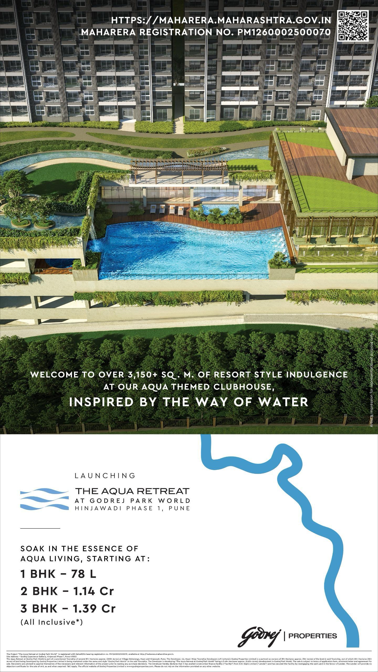 Discover Aqua Living at The Aqua Retreat, Starting at 78L, Godrej Properties, Hinjawadi, Pune Update
