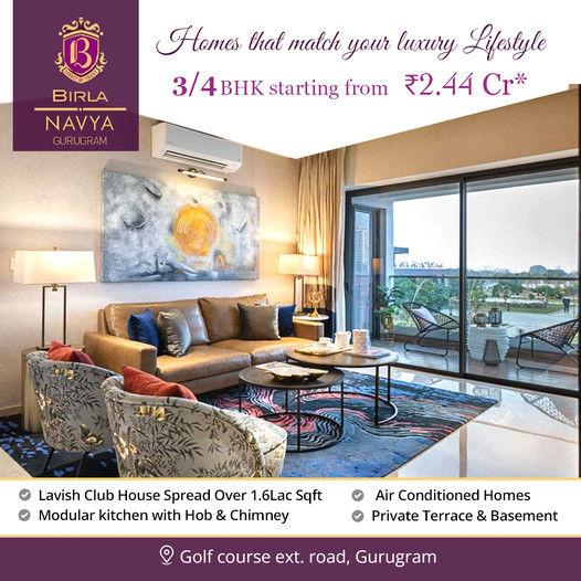 Birla Navya presenting 3/4 BHK low rise premium floors Rs 2.44 Cr onwards in Gurgaon Update