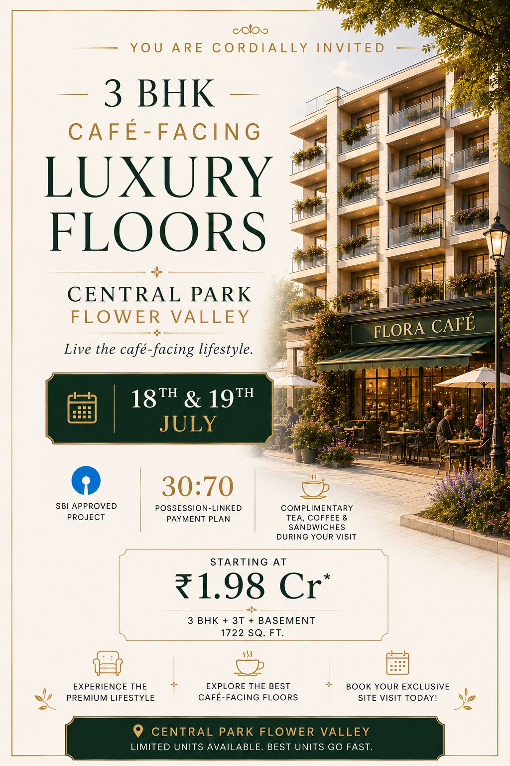 Explore 3 BHK Café-Facing Luxury Floors || Book Your Luxury Home Today || Visit Central Park Flower Valley Update