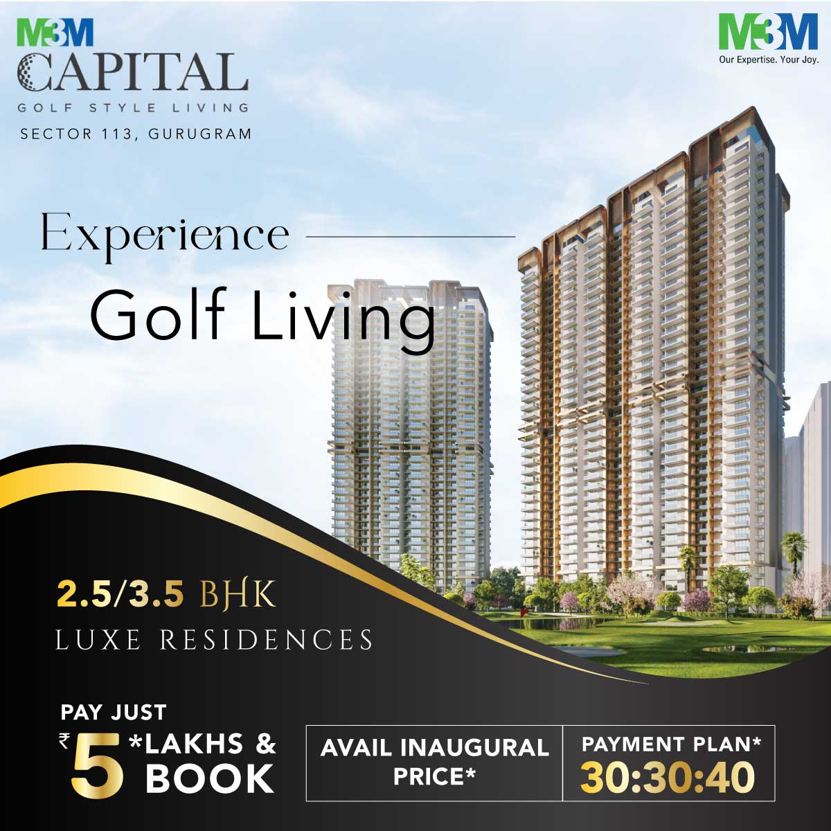 Presenting 30:30:40 payment plan at M3M Capital in Sector 113, Gurgaon Update