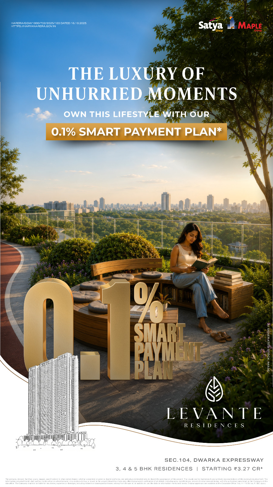 Unlock Luxury Living with 0.1% Payment Plan at Levante Residences || Experience Unhurried Moments at Dwarka Expressway || Own Your Dream Home with Satya & Maple Today Update