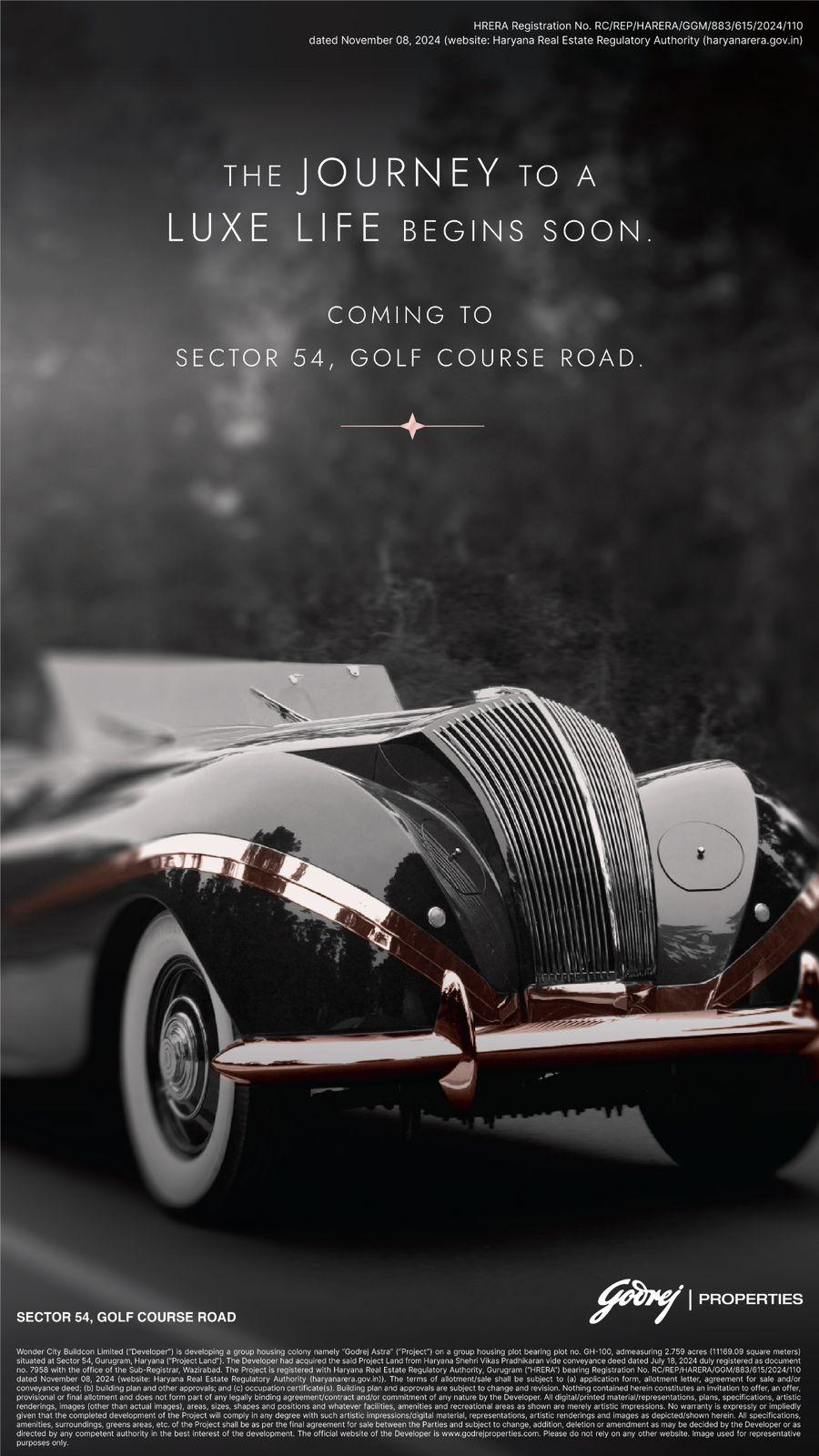 Experience Luxury with Godrej Astre in Sector 54, Golf Course Road Update