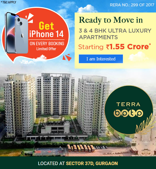 Get iPhone 14 on every booking at BPTP Terra, Dwarka Expressway, Gurgaon Update