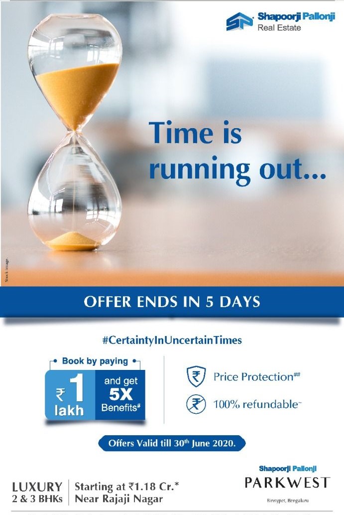 Offer ends in 5 days at Shapoorji Pallonji Parkwest in Bangalore Update