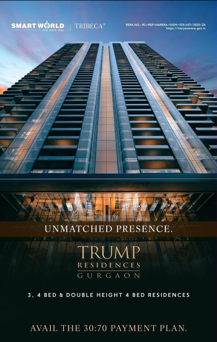 Explore Trump Residences Gurgaon || Avail 30:70 Payment Plan at Trump Residences || Discover Smartworld x Tribeca Luxury Update