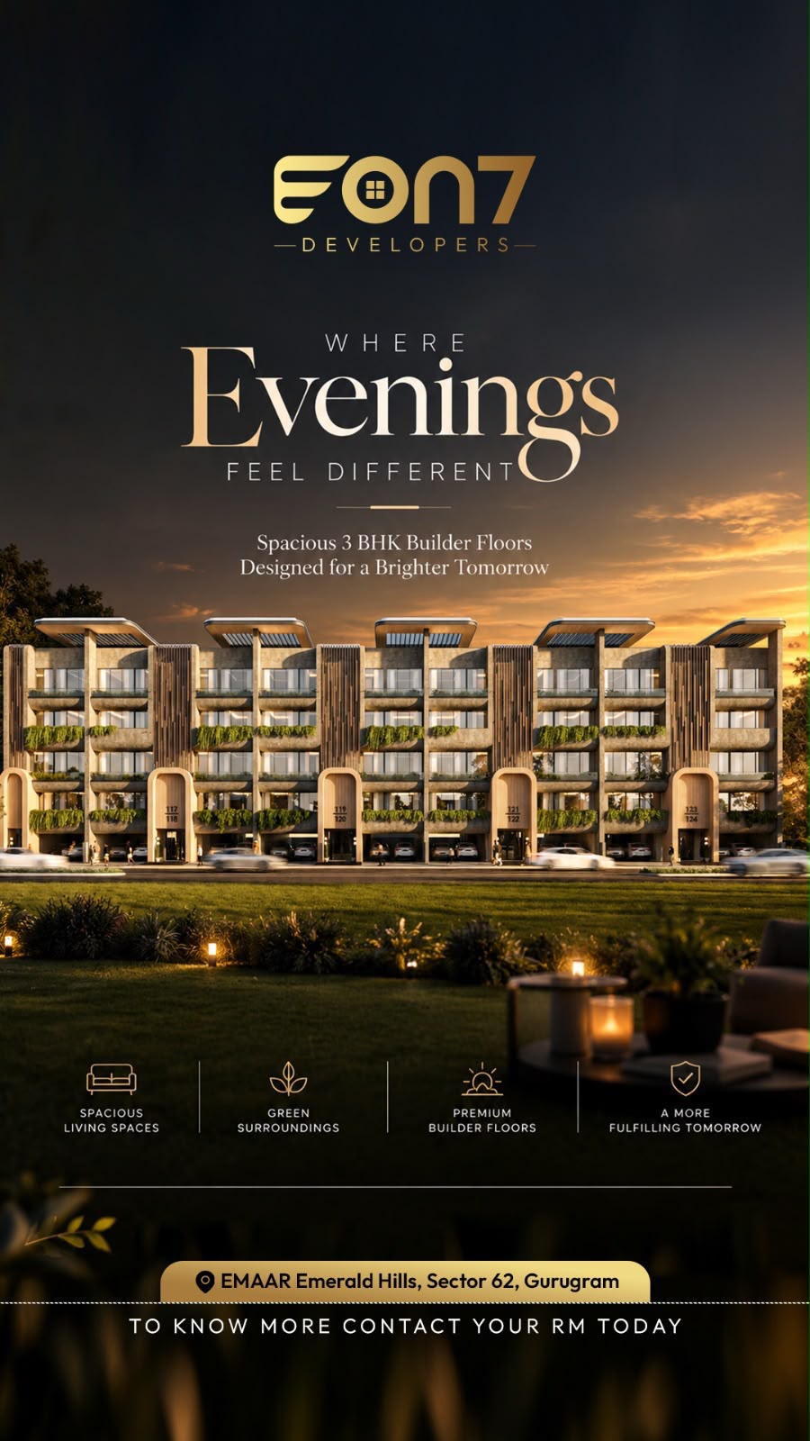 Discover Premium 3 BHK Builder Floors by EON7 || Spacious Living at EMAAR Emerald Hills || Experience Evenings That Feel Different in Gurugram Update