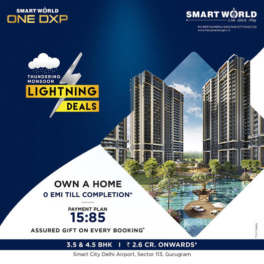 Smart World One Dxp Presenting 15:85 payment plan and assured gift with every booking at Gurgaon Update
