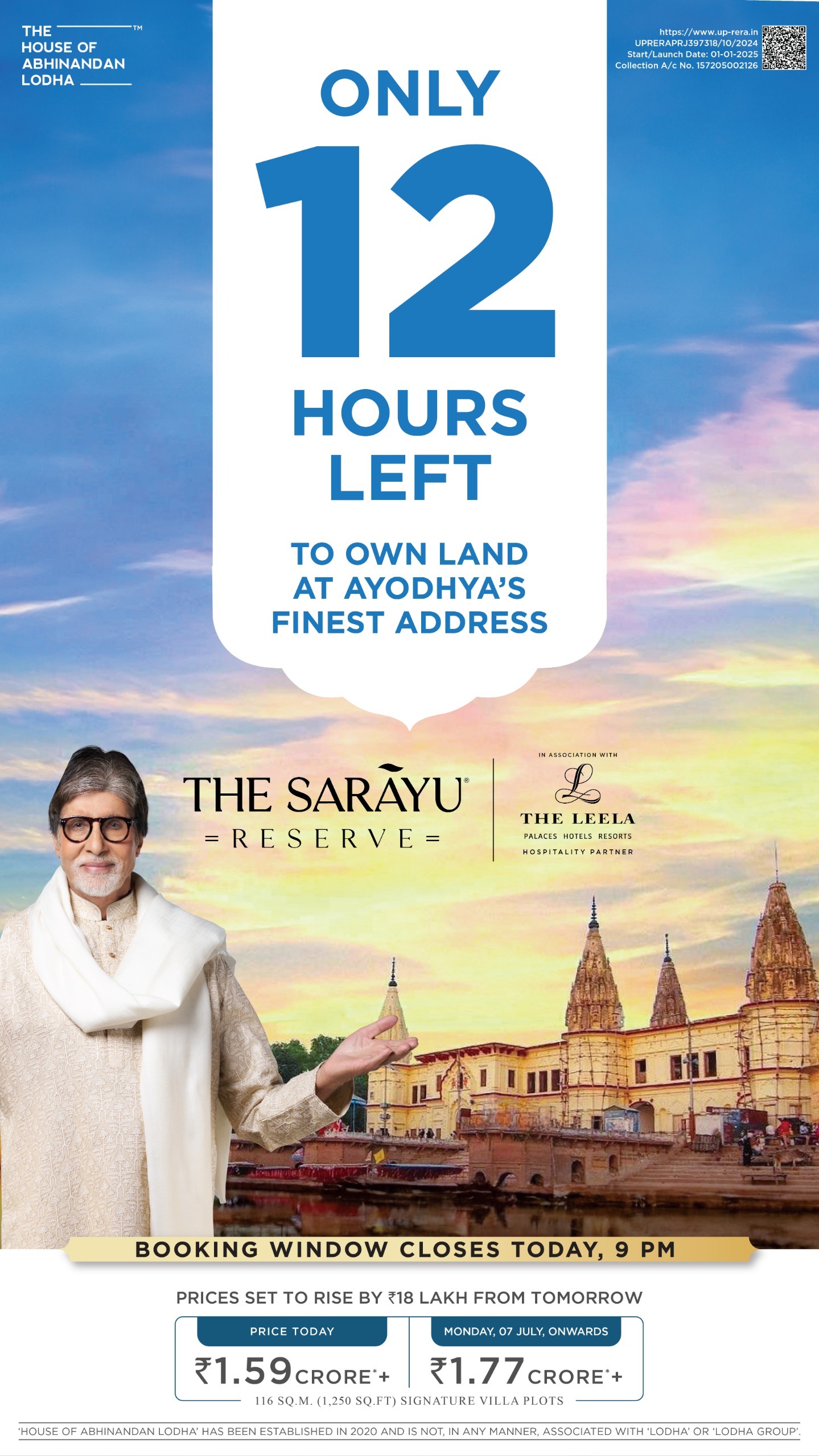 12 Hours Left To Own Land at Ayodhya's The Sarayu Reserve, Starting at ₹1.59 Cr Update