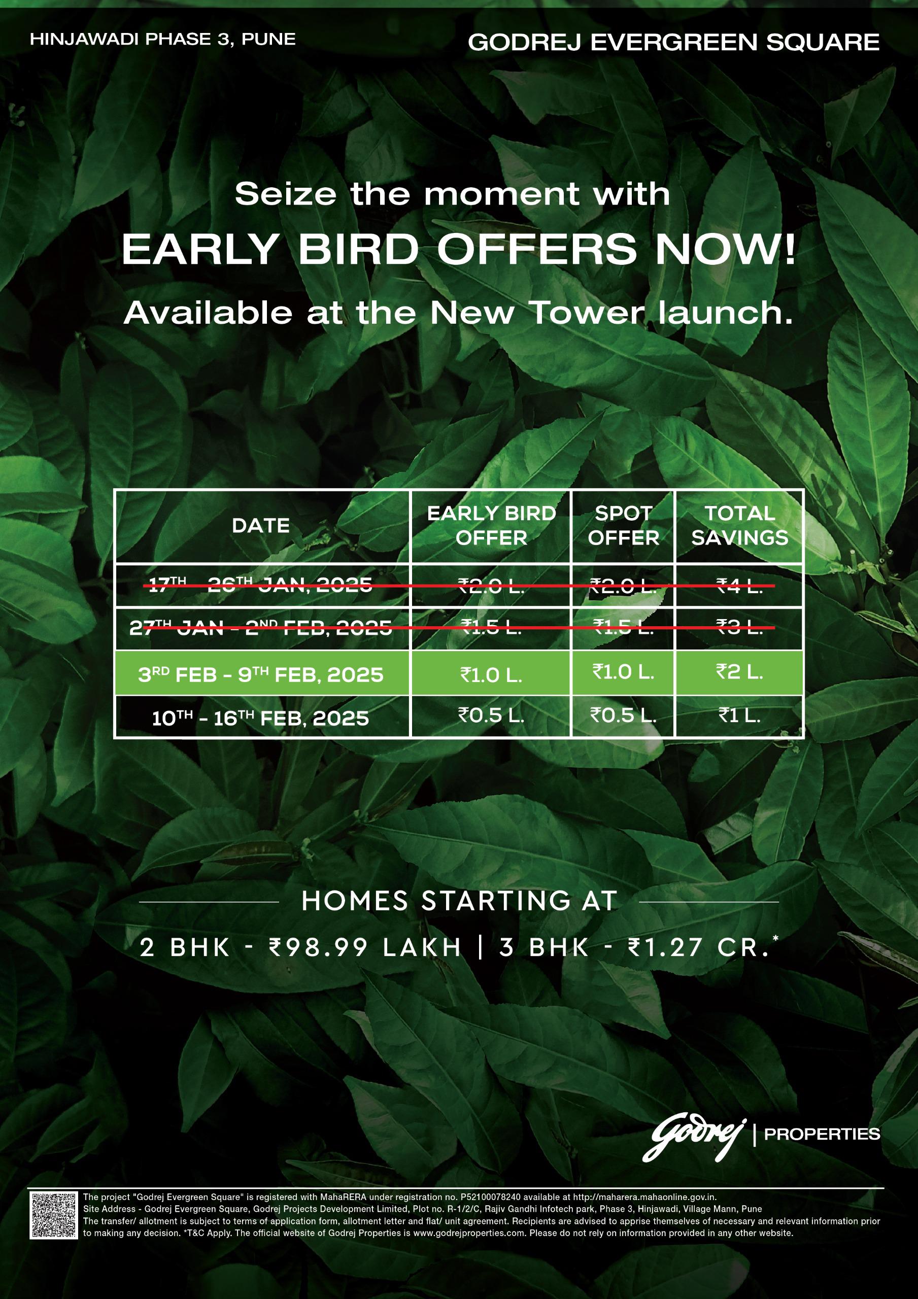 Early Bird Offers at Godrej Evergreen Square, Hinjawadi Phase 3, Pune - Starting at ₹98.99 Lakh! Update