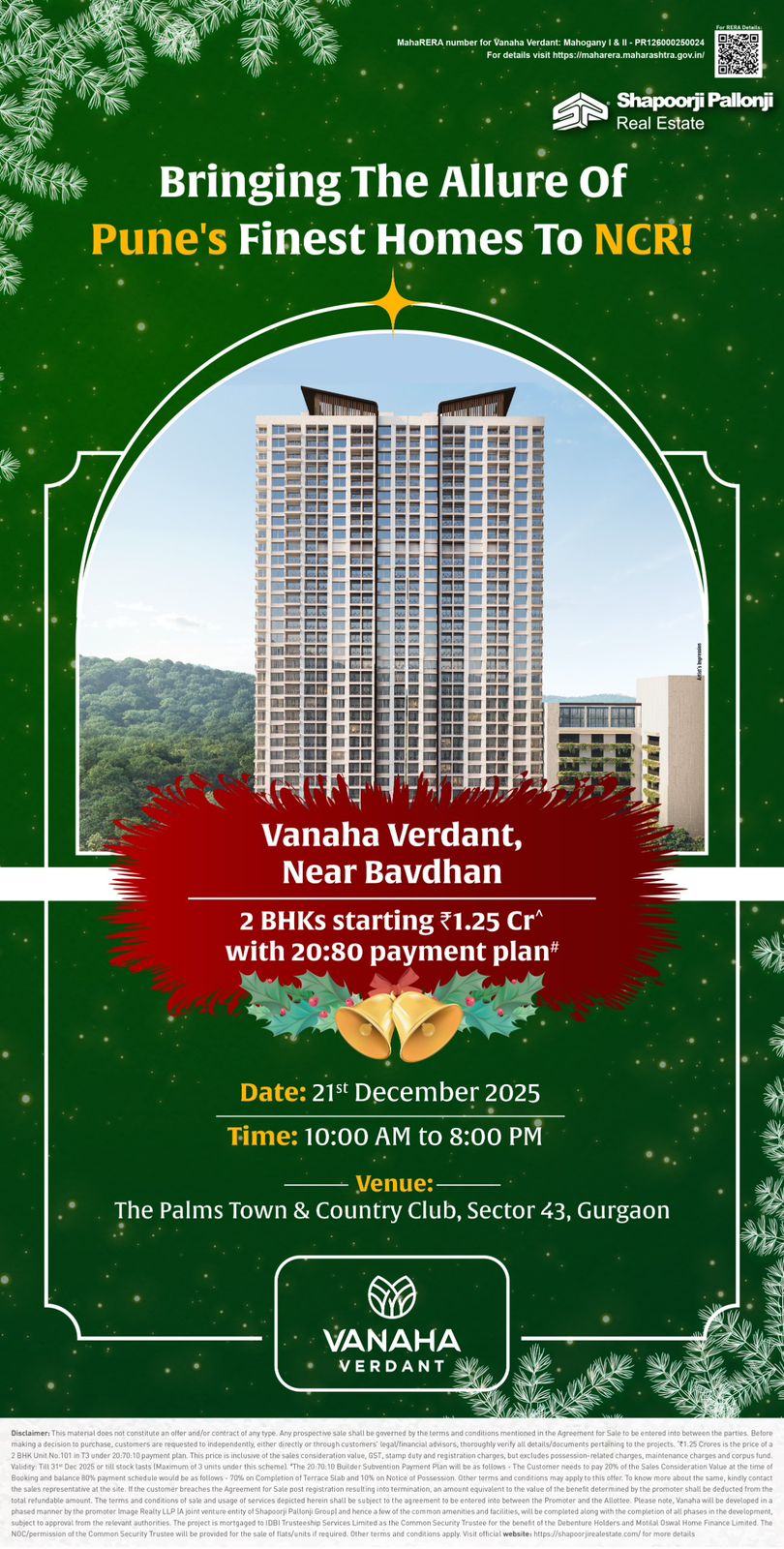 Explore Vanaha Verdant by Shapoorji Pallonji, 2 BHK, Starting ₹1.25 Cr, Near Bavdhan, 21st December 2025, Gurgaon Update