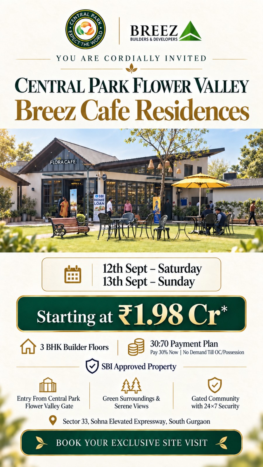 Join Us for Site Visit at Breez Cafe Residences || Secure Your 3 BHK Home at ₹1.98 Cr || Explore Central Park Flower Valley Update