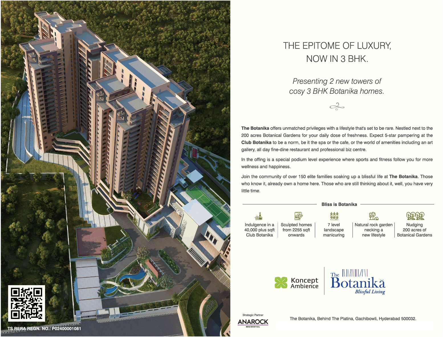 The epitome of luxury, now in 3 BHK at  Botanika Home in Hyderabad Update