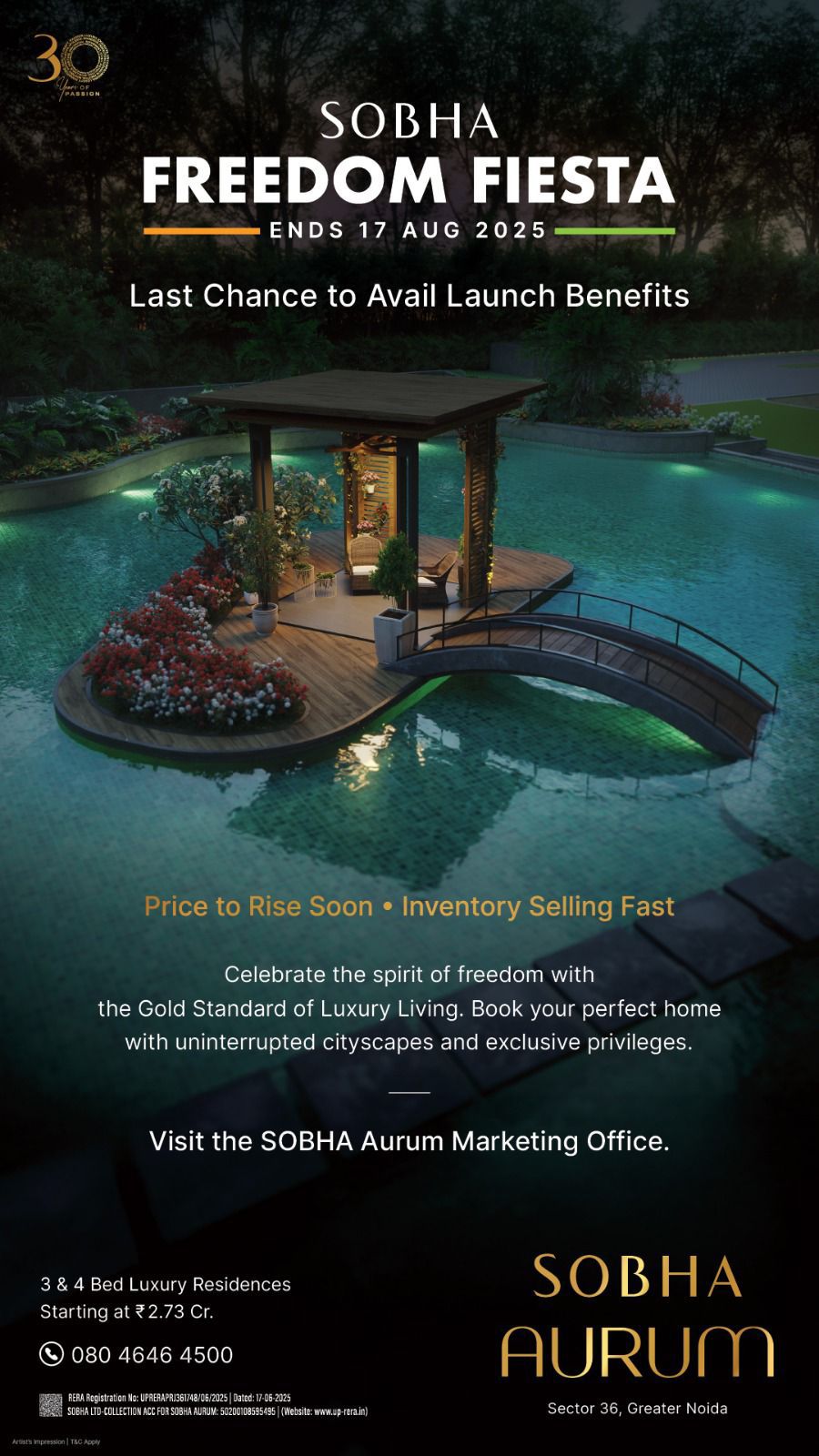 Explore Sobha Aurum in Sector 36, Greater Noida - 3 & 4 Bed Luxury Residences from ₹2.73 Cr. Update